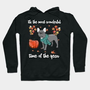 French Bulldog Dog Autumn Fall Most Wonderful Time Maple Hoodie